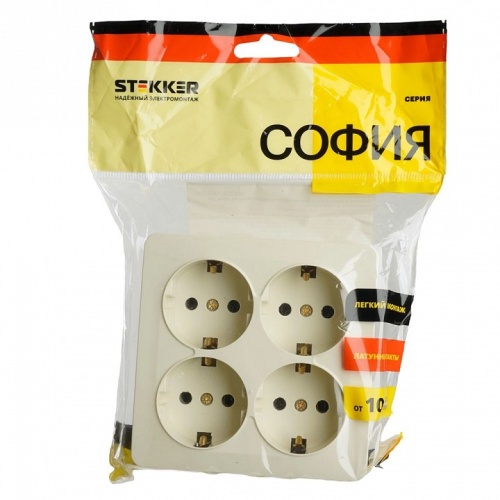Розетка четверная с заземлением Stekker София 49509 в Нижнем Новгороде фото 3