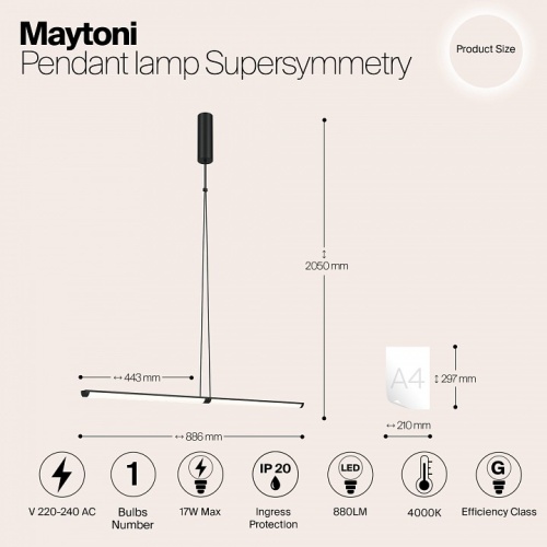 Подвесной светильник Maytoni Supersymmetry P096PL-L11BK в Краснокамске фото 10