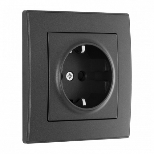 Розетка с заземлением и со шторкой Arte Milano SET06-1 SET06-1-40-1 black в Нижнем Новгороде