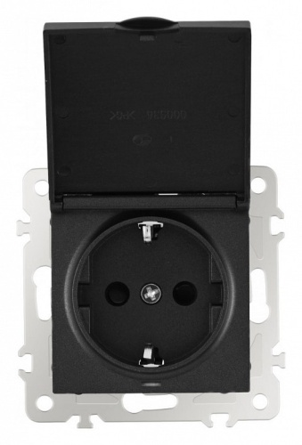 Розетка влагозащищенная с заземлением и со шторкой с крышкой Arte Milano am-206 206.41-1.black в Нижнем Новгороде фото 7