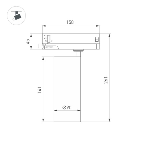 Светильник LGD-GERA-4TR-R90-40W Day4000 (WH, 55 deg, 230V) (Arlight, IP20 Металл, 5 лет) в Котовск