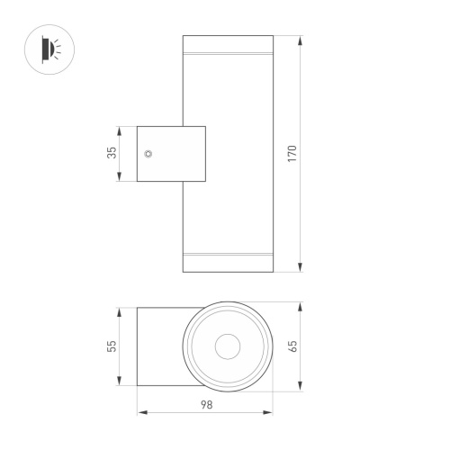 Светильник LGD-RAY-WALL-TWIN-R65-2x9W Warm3000 (GR, 23 deg, 230V) (Arlight, IP65 Металл, 3 года) в Нижнем Новгороде