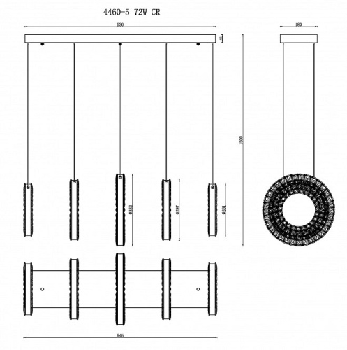 Подвесной светильник iLedex Crystal ice 4460-5 72W CR в Нижнем Новгороде фото 2