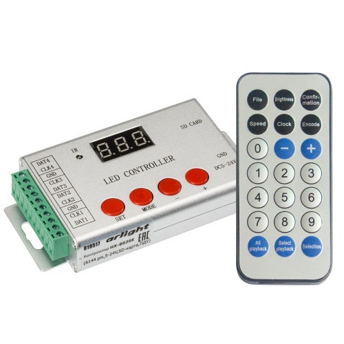 Контроллер HX-802SE-2 (6144 pix, 5-24V, SD-карта, ПДУ) (Arlight, -) в Сургуте фото 2
