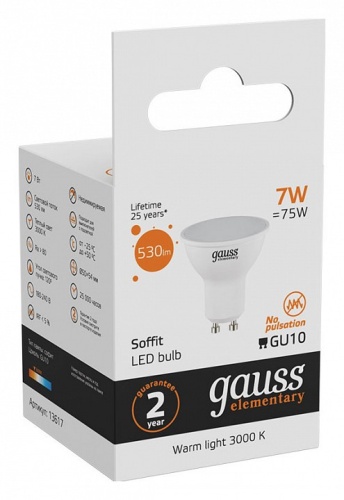 Лампа светодиодная Gauss Софит GU10 7Вт 3000K 13617 в Нижнем Новгороде фото 5