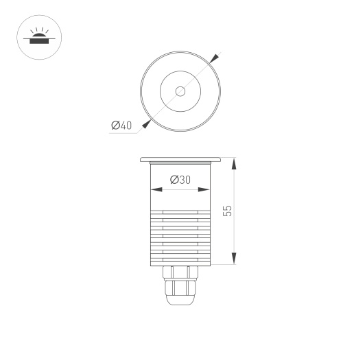 Светильник ART-GROUND-R40-3W Warm3000 (SL, 36 deg, 24V) (Arlight, IP67 Металл, 3 года) в Фрязино фото 4