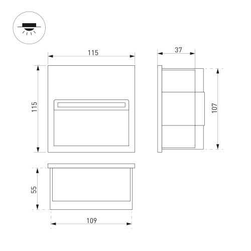 Светильник LTD-TRAIL-S115x115-4W Warm3000 (GR, 70 deg, 230V) (Arlight, IP65 Металл, 3 года) в Дагестанские Огни фото 5