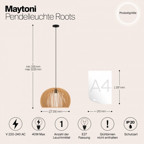 Подвесной светильник Maytoni Roots MOD195PL-01W в Дзержинске фото 6