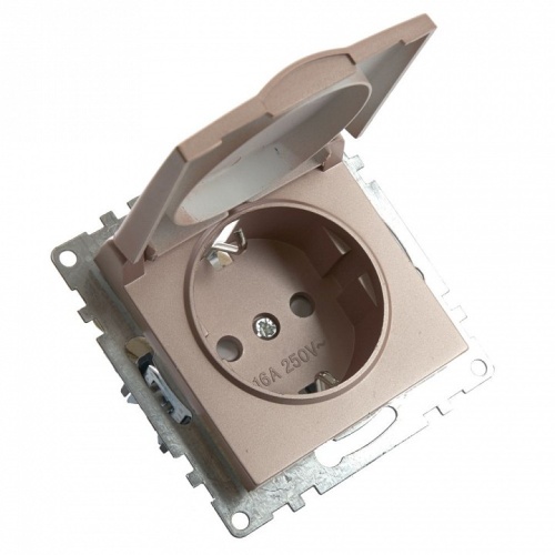 Розетка с заземлением и со шторкой, без рамки с крышкой Stekker Катрин 39594 в Нижнем Новгороде фото 6