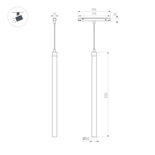 Светильник MAG-ORIENT-TUBE-HANG-L500-7W Day4000 (BK, 360 deg, 48V) (Arlight, IP20 Металл, 3 года) в Кропоткине фото 5