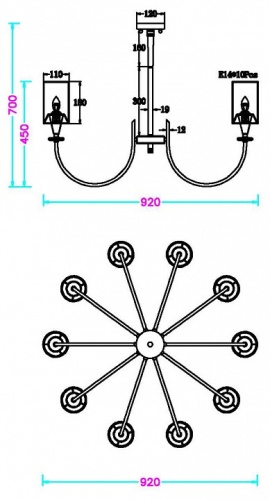 Люстра на штанге MyFar Oliver MR2420-10P в Нижнем Новгороде фото 5