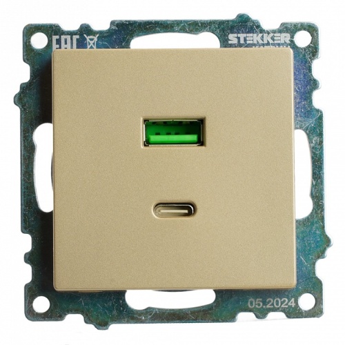 Розетка 2хUSB type A и C без рамки Stekker Катрин 50053 в Нижнем Новгороде фото 10