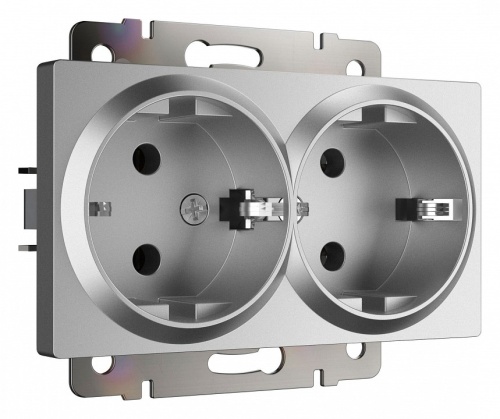 Розетка двойная с заземлением, без рамки Werkel серебряный матовый W1172065 в Нижнем Новгороде