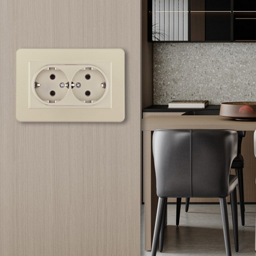 Розетка двойная с заземлением и со шторкой Arte Milano SET16-2 SET16-double-40-2 shampan в Нижнем Новгороде фото 2