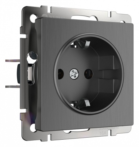 Розетка с заземлением и со шторками, без рамки Werkel графит рифленый W1171104 в Нижнем Новгороде