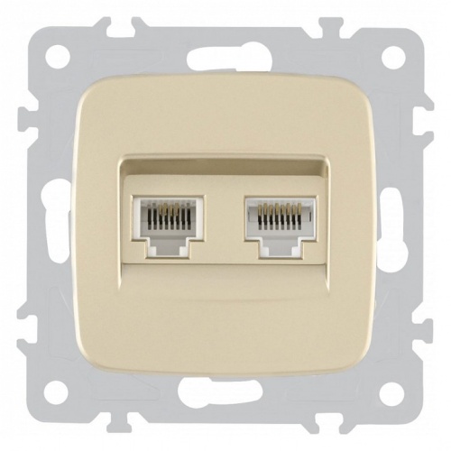 Розетка двойная RJ-11 и Ethernet RJ-45, без рамки Arte Milano am-205 205.44-1.shampan в Нижнем Новгороде