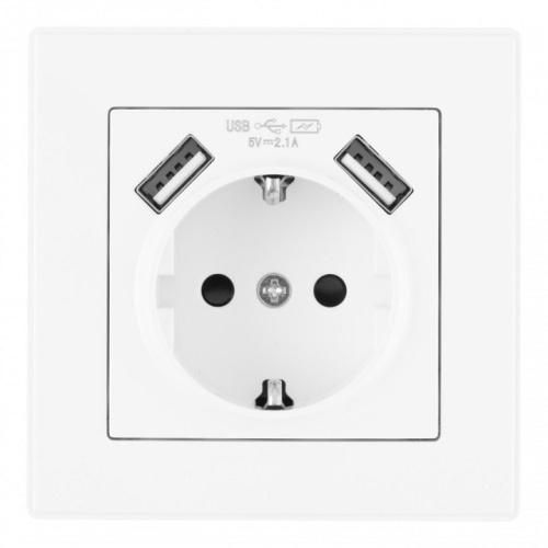 Розетка с заземлением и со шторкой и 2хUSB Arte Milano SET06-1 SET06-1-47-1 white в Нижнем Новгороде фото 3