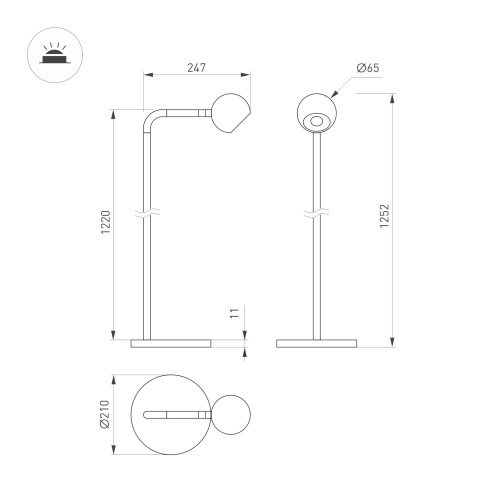 Светильник SP-OTTORI-FLOOR-6W Warm3000 (WH, 30 deg, 230V) (Arlight, IP20 Металл, 3 года) в Кадникове фото 3