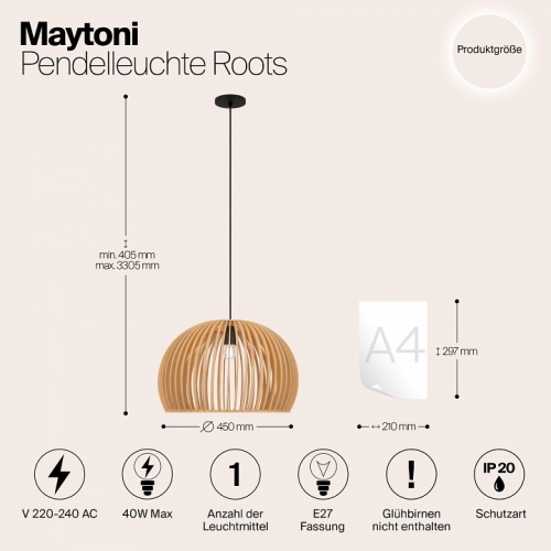 Подвесной светильник Maytoni Roots MOD195PL-01W1 в Кировске фото 3