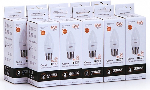 Лампа светодиодная Gauss Led Elementary Candle E27 6Вт 3000K 33216 в Нижнем Новгороде фото 6