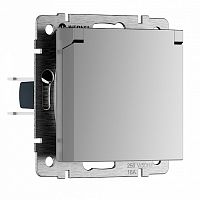 Розетка с заземлением и со шторкой, без рамки с крышкой Werkel  W1171206 в Нижнем Новгороде