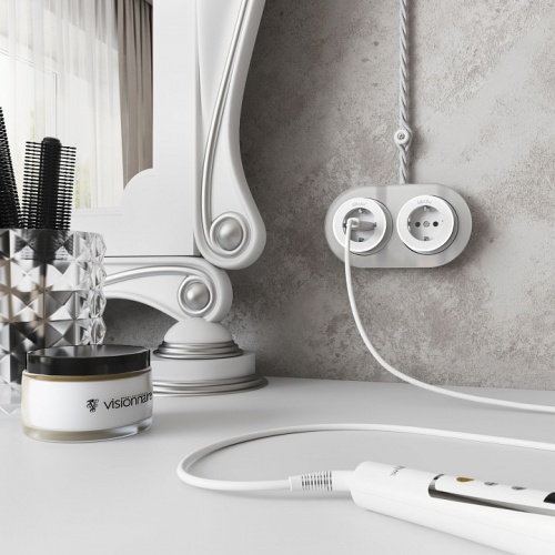 Розетка с заземлением Werkel Vintage (белый матовый/хром) W5871050 в Нижнем Новгороде фото 3