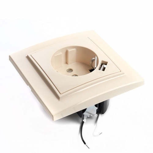 Розетка с заземлением и со шторкой и USB Stekker Эрна 39237 в Нижнем Новгороде фото 4