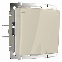 Розетка влагозащищенная с заземлением и со шторками, без рамки с крышкой Werkel слоновая кость W1171203 в Нижнем Новгороде