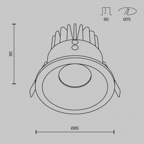 Встраиваемый светильник Maytoni Zoom DL034-L12W4K-B в Гаджиево фото 7