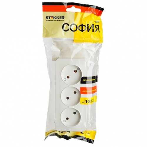 Розетка тройная без заземления Stekker София 49305 в Нижнем Новгороде фото 2