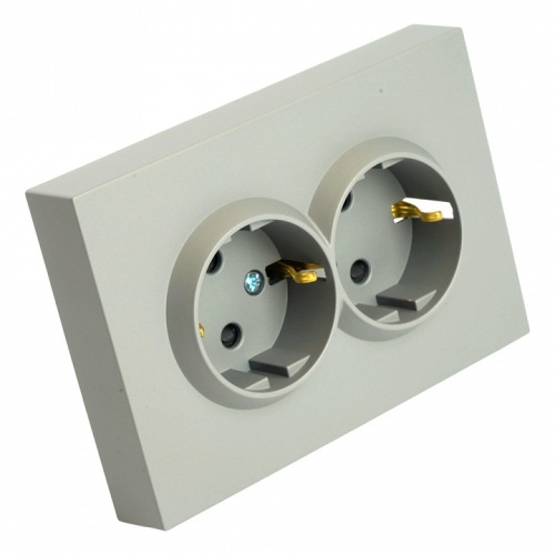 Розетка двойная с заземлением и со шторкой Stekker Эмили 49960 в Нижнем Новгороде фото 5