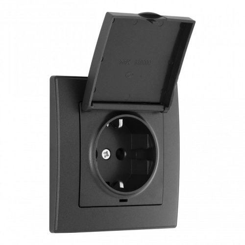 Розетка с заземлением и шторкой, с крышкой Arte Milano SET06-1 SET06-1-41-1 black в Нижнем Новгороде фото 4