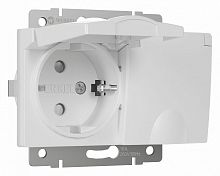 Розетка двойная влагозащищенная с заземлением и со шторками с крышкой Werkel белый W1172201 в Нижнем Новгороде