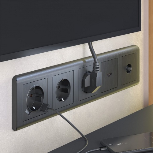 Накладка для розетки HDMI Werkel графит рифленый W1196004 в Нижнем Новгороде фото 3