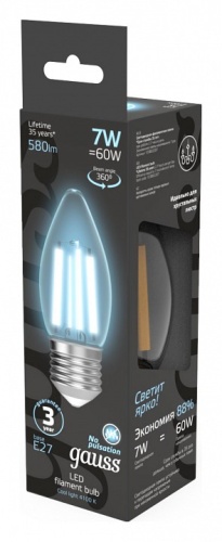 Лампа светодиодная Gauss Filament E27 7Вт 4100K 103802207 в Нижнем Новгороде фото 3
