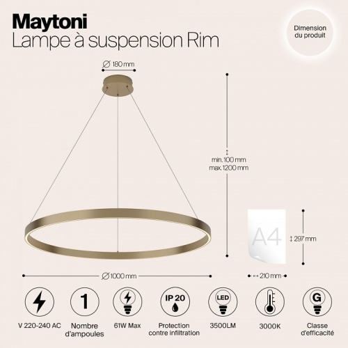 Подвесной светильник Maytoni Rim MOD058PL-L54BS3K в Йошкар-Оле фото 2