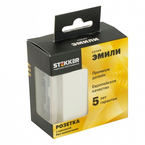 Розетка с заземлением и со шторкой, с крышкой Stekker Эмили 49878 в Нижнем Новгороде фото 9