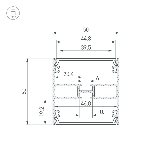 Профиль LINE-5050-DUAL-2000 ANOD (Arlight, Алюминий) в Верещагино фото 6