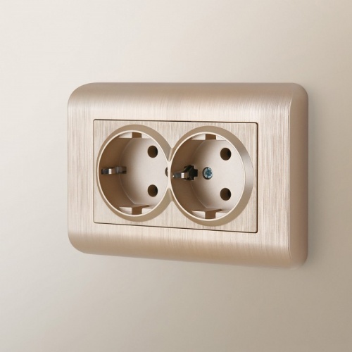 Розетка двойная с заземлением, без рамки Werkel шампань рифленый W1172010 в Нижнем Новгороде фото 3