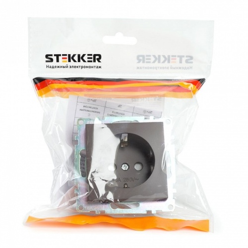 Розетка с заземлением и со шторкой, без рамки Stekker Катрин 49028 в Нижнем Новгороде фото 3