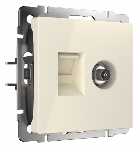 ТВ-розетка и розетка Ethernet RJ-45 без рамки Werkel слоновая кость W1181303 в Нижнем Новгороде
