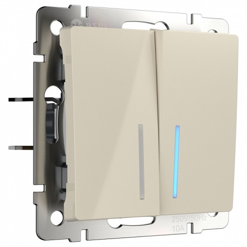 Выключатель двухклавишный с подсветкой без рамки Werkel слоновая кость W1122103 в Нижнем Новгороде