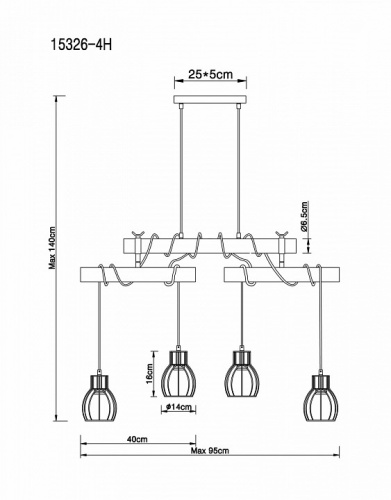 Подвесной светильник Globo Mina 15326-4H в Нижнем Новгороде фото 5