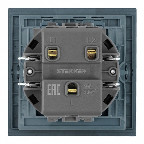 Выключатель двухклавишный без рамки Stekker Мия 50443 в Нижнем Новгороде фото 5