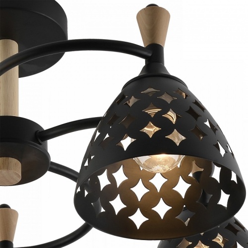 Люстра на штанге 01515-0.3-03 BK+WOOD в Нижнем Новгороде фото 3