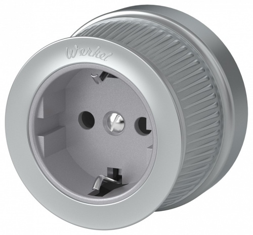 Розетка с заземлением Werkel Ретро (матовый хром) WL19-10-01 в Нижнем Новгороде
