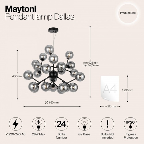 Подвесная люстра Maytoni Dallas MOD545PL-24B в Мамоново фото 5