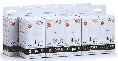 Лампа светодиодная Gauss  E27 20Вт 3000K 23219 в Нижнем Новгороде фото 7
