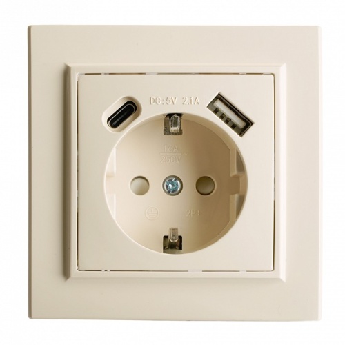 Розетка с заземлением и 2хUSB type A и C, без рамки Stekker Эрна 50077 в Нижнем Новгороде фото 8