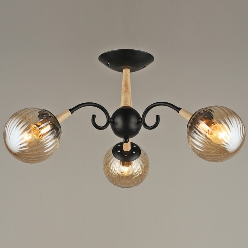 Люстра на штанге 04886-0.3-03 BK+WOOD в Нижнем Новгороде фото 4